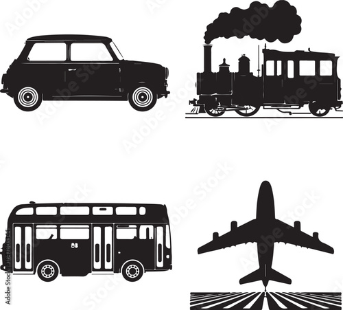 Vintage Transport Icons Set