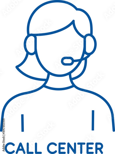 Call center agent icon, customer support vector symbol for help desk, hotline, telemarketing, business communication, and online service assistance.