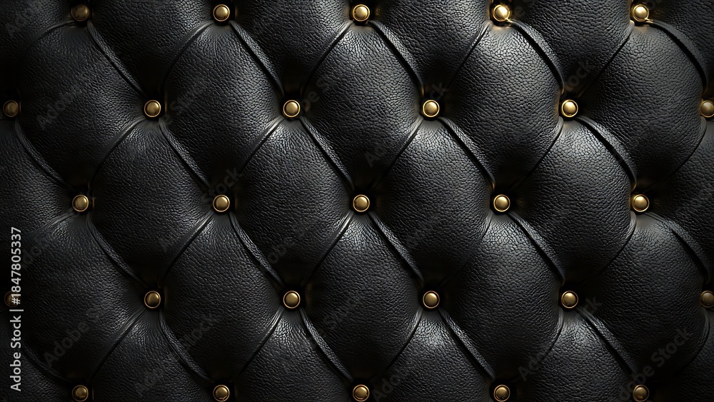 Naklejka premium Luxurious Quilted Leather Texture with Gold Buttons and Studs for Stylish Interiors