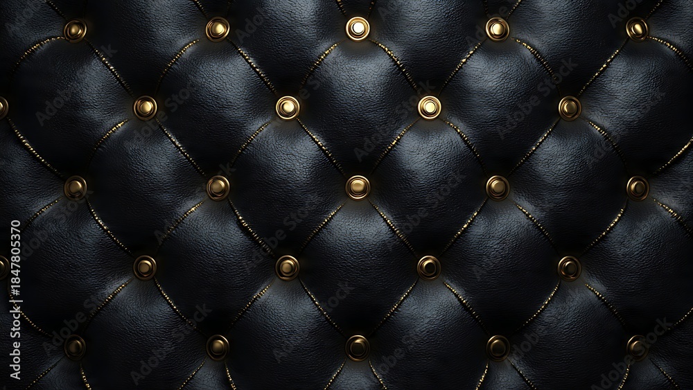 Naklejka premium Luxurious Quilted Leather Texture with Gold Buttons and Studs for Elegant Design