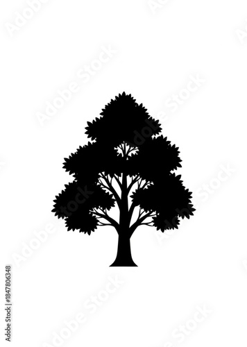 Black Tree Silhouette Vector Isolated on White Background