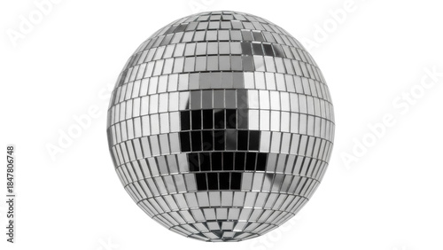 Foto Shiny disco ball isolated PNG on transparent background, mirror ball with reflec