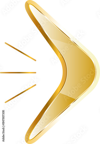 Obraz na plátně Boomerang gold icon. Isolated on transparent background.