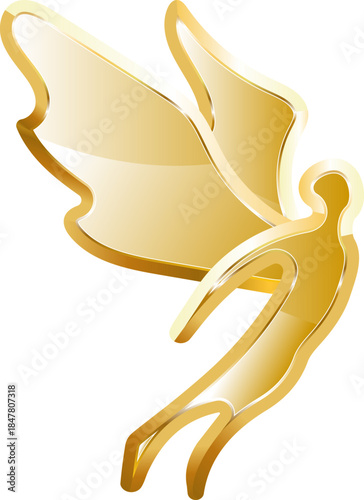 Angel gold icon. Isolated on transparent background.