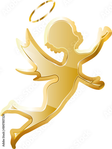 Angel gold icon. Isolated on transparent background.