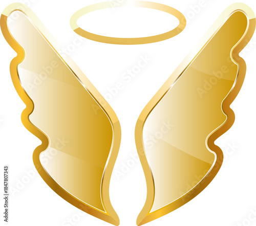 Angel gold icon. Isolated on transparent background.