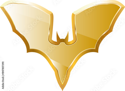 Bat gold icon. Isolated on transparent background.