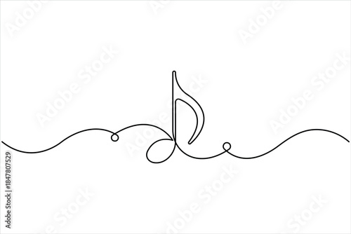 Continuous music note design one line art drawing of music notation musical concept illustration