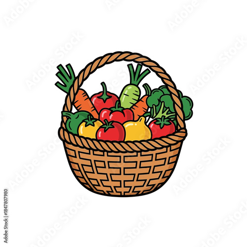 Fresh Farmers Market Basket Colorful Vegetables Tomatoes Peppers Carrots Broccoli.jpg