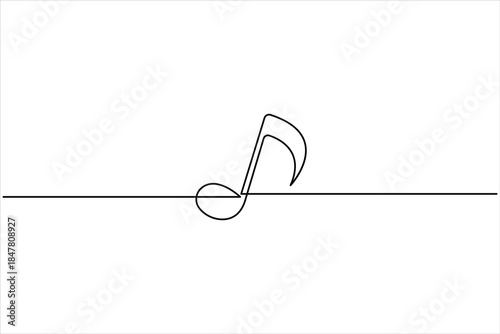 Continuous music note design one line art drawing of music notation musical concept illustration