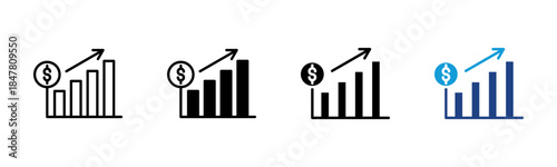 Sales Growth icon set multiple style collection