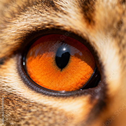 Close - up of a cat's eye with orange iris