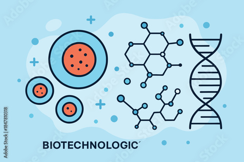 Biotechnologic Science DNA and Cellular Research Icons