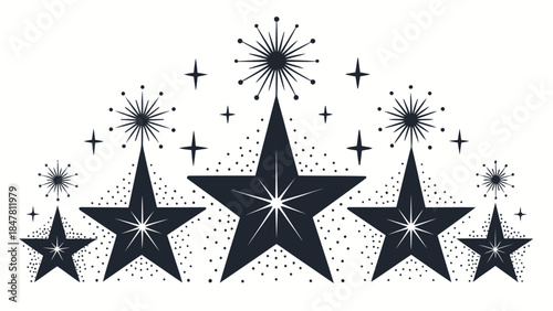 Stunning starry night sky with sparkling fireworks display