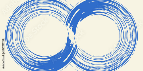 Grunge grainy blue brush stroke with spray texture. Hand drawn distress damaged vintage banner with zigzag bold line. Rough thick brush stroke texture. Spray paint effect vector background.