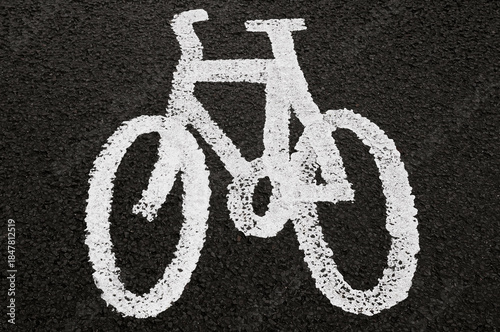 Cycle lane sign painted on tarmac, Oxford, United Kingdom