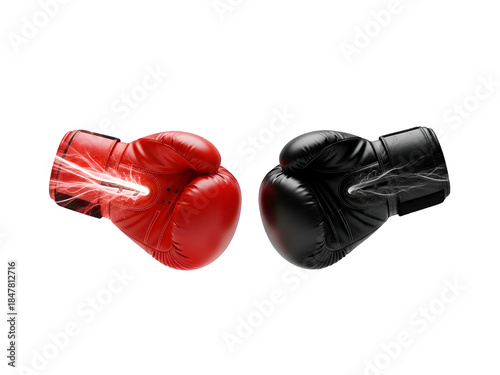 Red and Black Boxing Gloves on White Background on white background