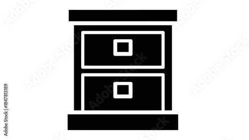 Modern minimalistic black and white stylized nightstand with two drawers for interior design