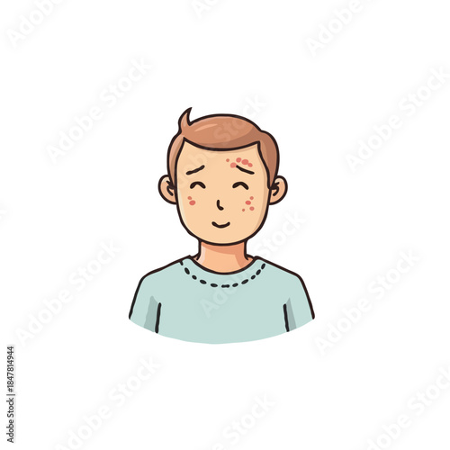 Cartoon portrait illustration of a young boy, showcasing a positive expression despite dealing