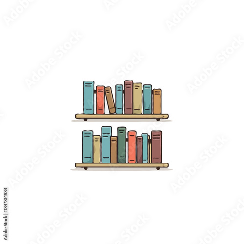 Charming bookshelves filled with various colored books conveying intellectual curiosity and the