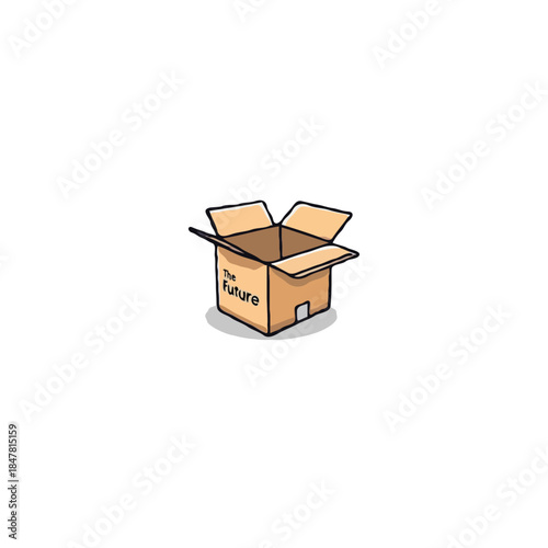 Conceptual illustration depicting future possibilities contained within a simple cardboard box