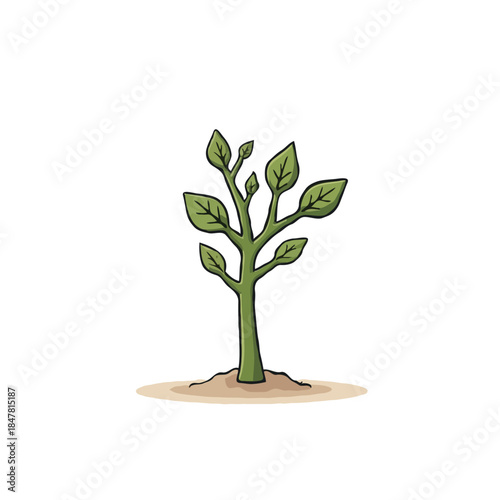 Conceptual seedling illustration showcasing botanical growth with organic sprout depiction