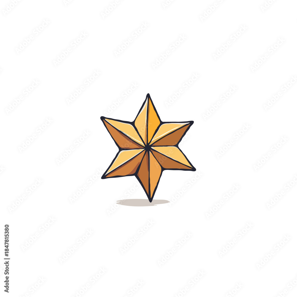 Fototapeta premium Drawn golden star with six points against a plain background creates bright festive feelings and