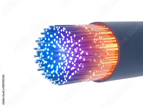 Colorful Optical Fiber Strands 2026: Fast Data Transmission & Network Connectivity on white background