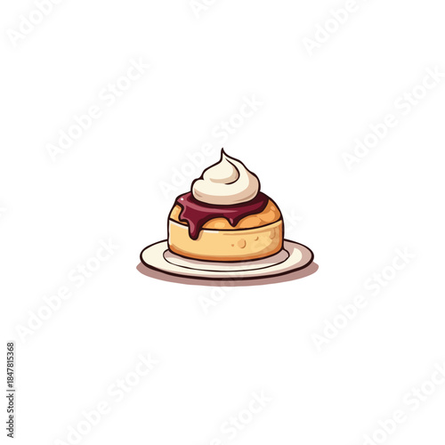 Delightful pastry artwork with glistening glaze and whipped topping offering a sweet indulgence