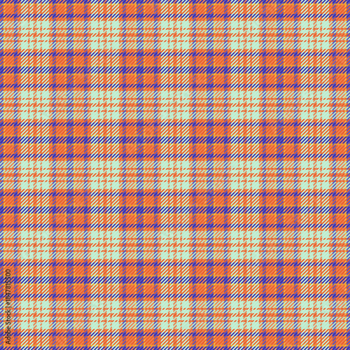 Display check seamless texture, shape vector background textile. Craft plaid fabric tartan pattern in orange and light colors.
