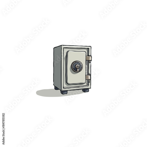 Illustration of a compact sturdy safe box emphasizing security finance concept in minimalist