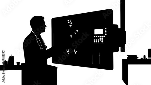 Doctor examining x-ray with transparent background