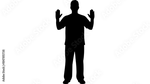 Man gesturing with open palms with transparent background