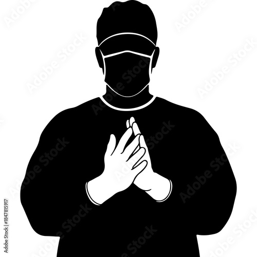 Healthcare worker clapping with transparent background