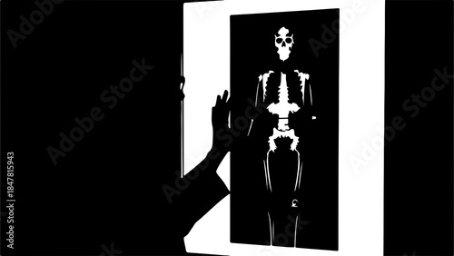 Skeleton x-ray with hand shadow