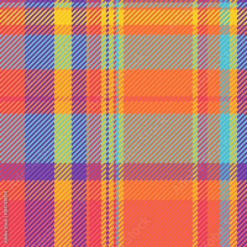 School fabric tartan vector, clothing seamless textile plaid. Poster texture check background pattern in orange and red colors.