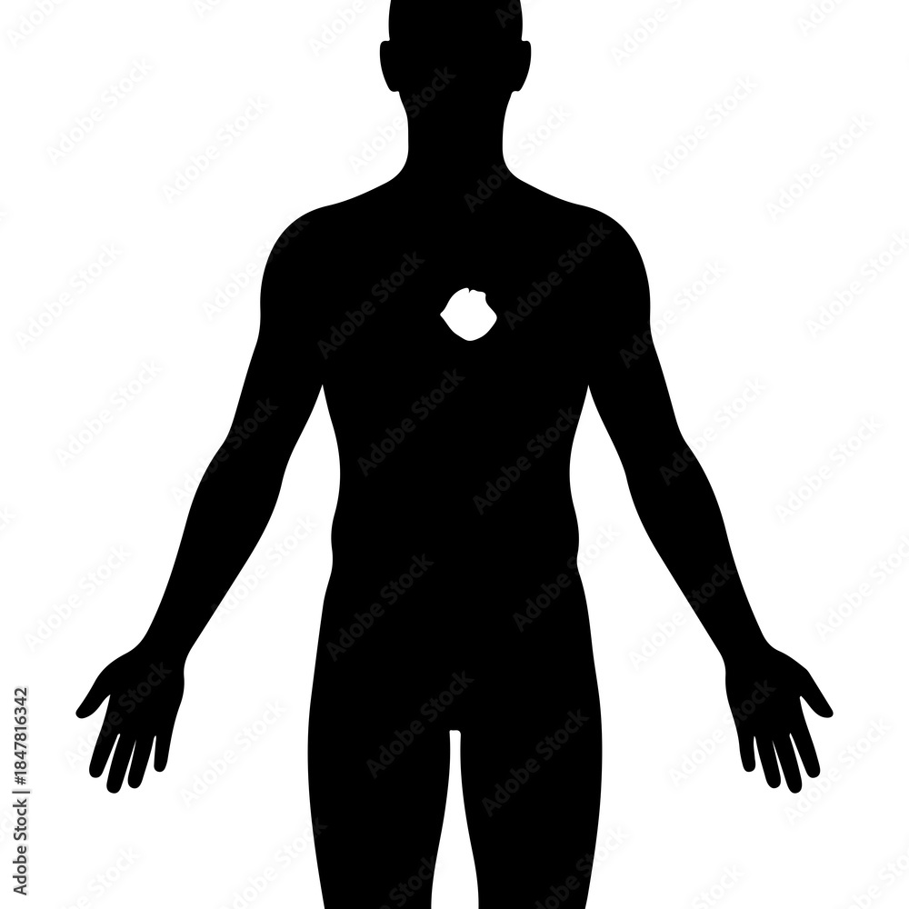 Fototapeta premium Human silhouette with cutout chest with transparent background