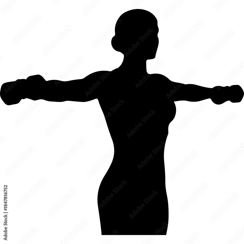 Fototapeta premium Woman exercising with dumbbells with transparent background