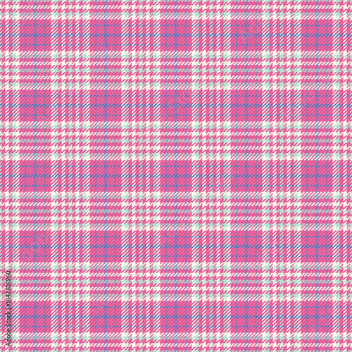 Stitched texture check fabric, business pattern vector plaid. Floor textile seamless tartan background in pink and ivory colors.