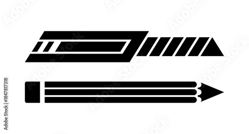 Knife and pencil icons vector illustration. Set of tools