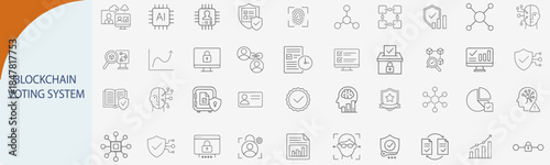 “blockchain voting system icon set, minimal vector design for secure election and digital democracy tools”