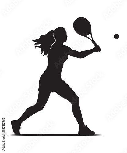silhouette of tennis player playing vector illustration