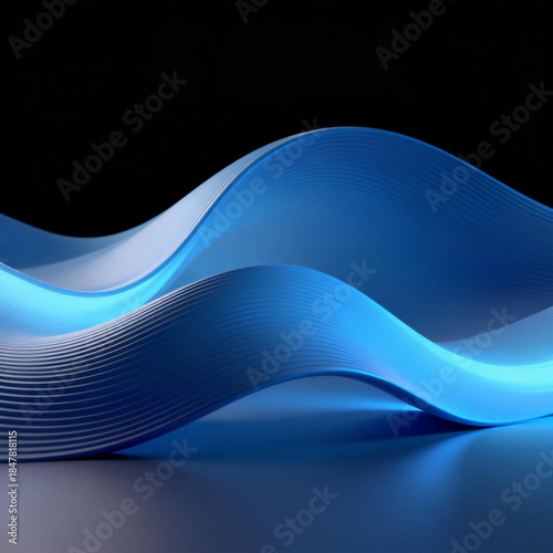 Abstract Blue Wave Forms with Gradient Shading
