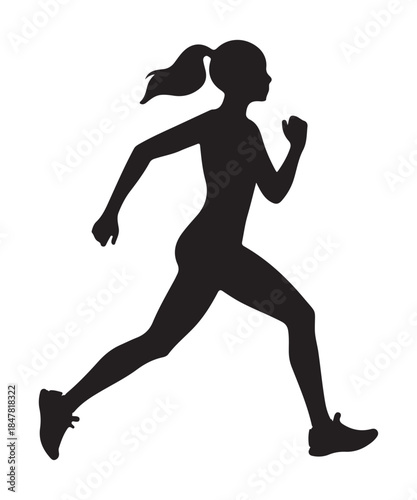 silhouette of a woman woman running vector illustration