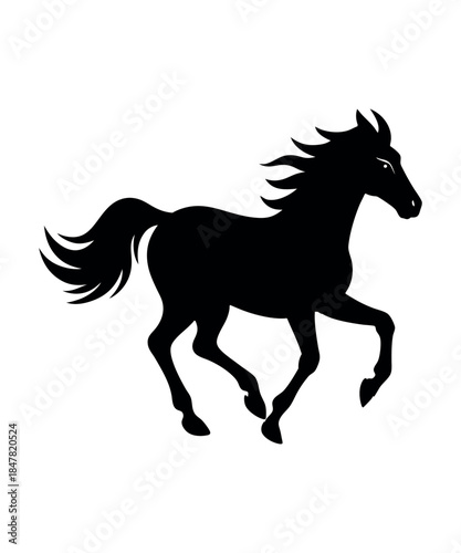 silhouette of a horse running vector art