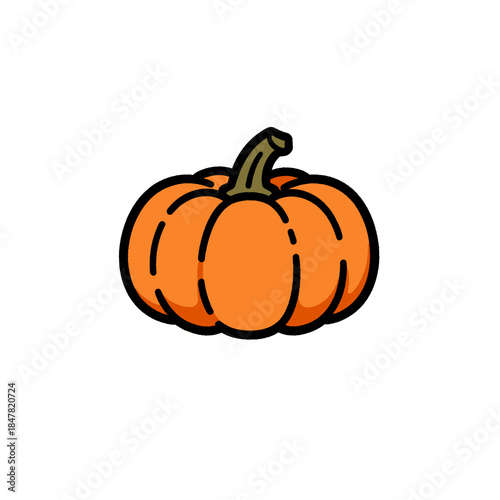 [Vector EPS]A cute and simple orange pumpkin illustration with a stem
