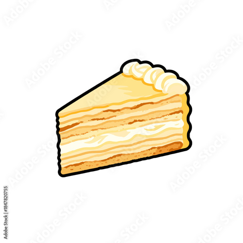 [Vector EPS]A delicious slice of multi-layered cake with cream topping