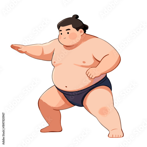 [Vector EPS]Sumo wrestler in traditional stance preparing for a match