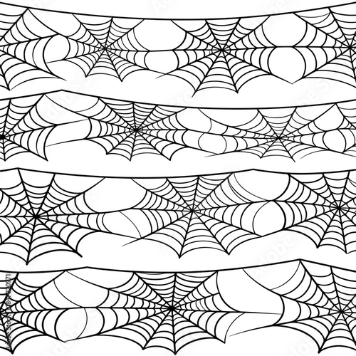[Vector EPS]Seamless black and white spider web patterns for various design uses