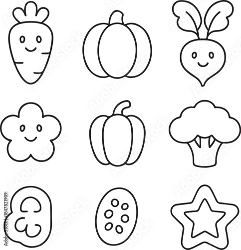 KidFriendly Vegetable Shapes Bundle.eps